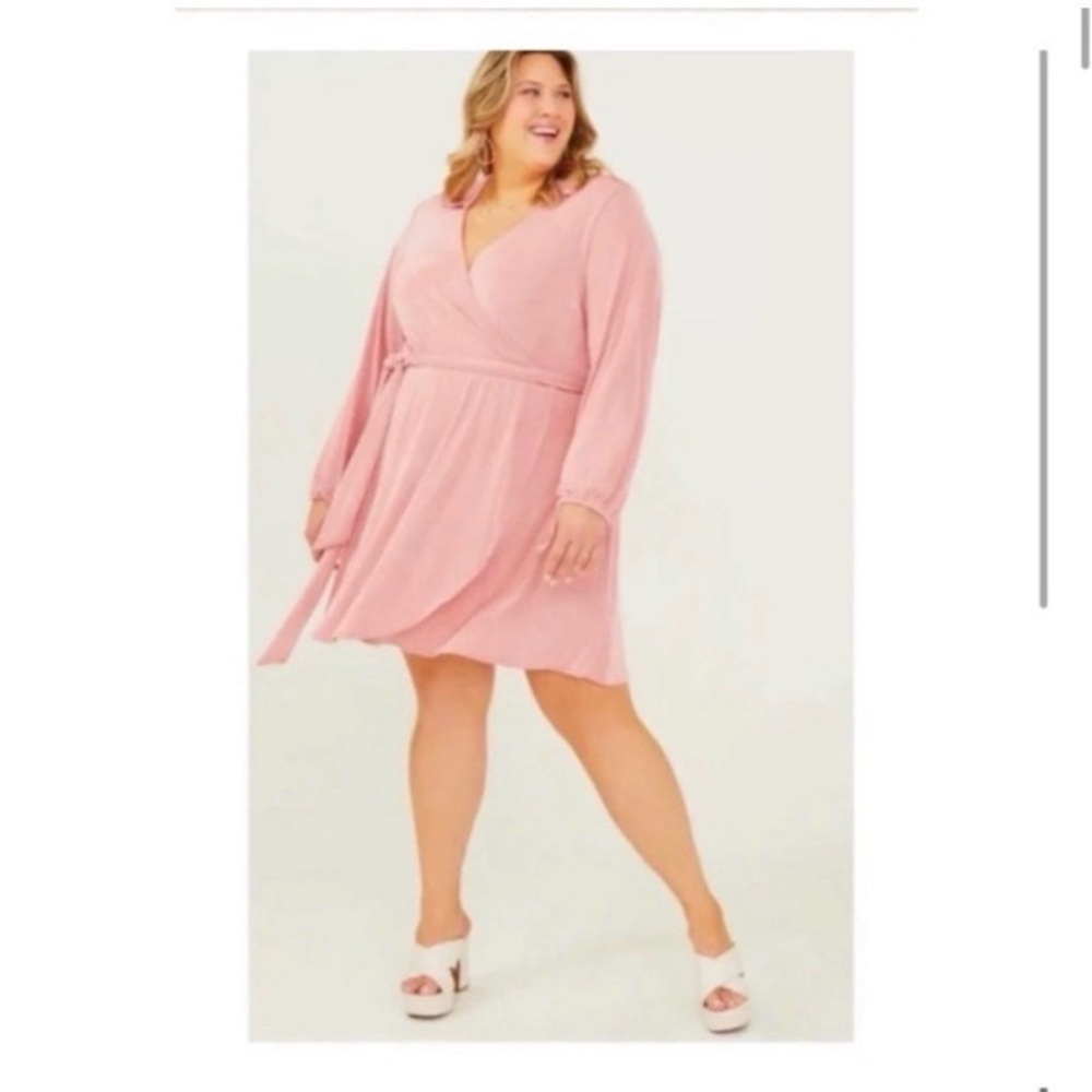 ARULA Altar’d State Dusty Rose Faux Wrap Dress - Picture 3 of 10